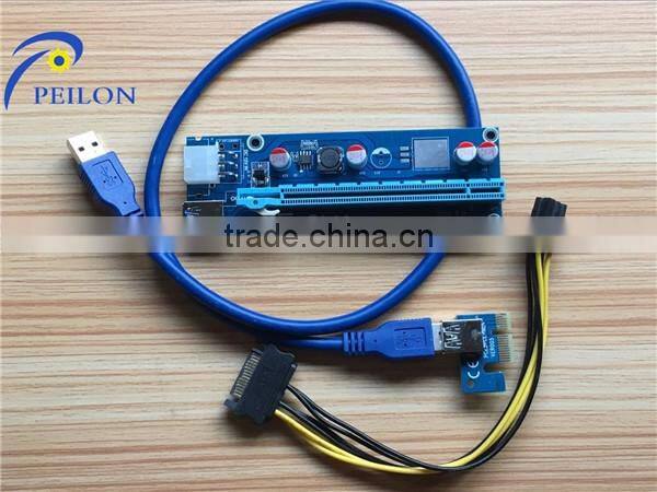 Mining bitcoin 6pin pci-e to pci-e converter card Express USB 3.0 Cable Sata to IDE 6PIN PCI-E Molex Risers with Power Supply