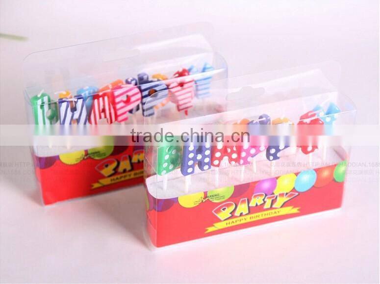 Point and Stripe Coloured English Character Shape Happy Birthday Candle