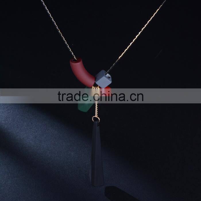 Europe America popular geometric pendant beads necklace rubber hand painted beads pendant long necklace