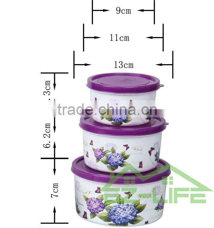 BPA free microwave safe round food grade plastic refrigerator crisper for food and vegetable
