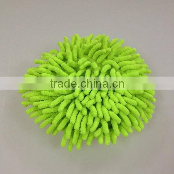 round shape microfiber chenille auto clean sponge with handle band