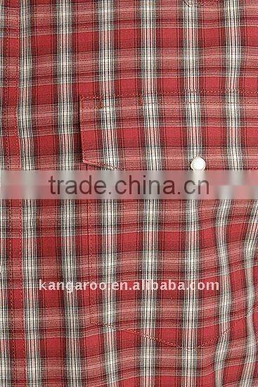 Men's 100%cotton Wrinkle Resistant red Plaid Western Shirt