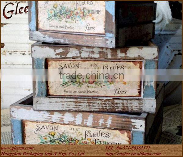 antique hot sale wooden crate postale wooden planters