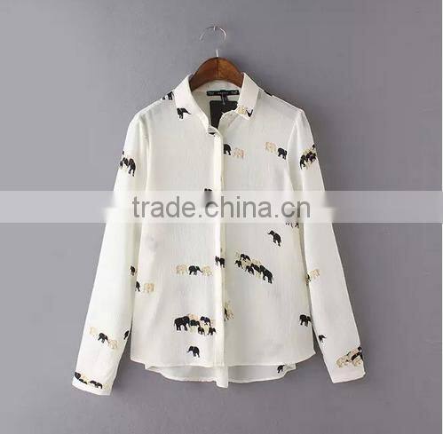 OEM Ladies Long Sleeve Pattern Printed Shirt