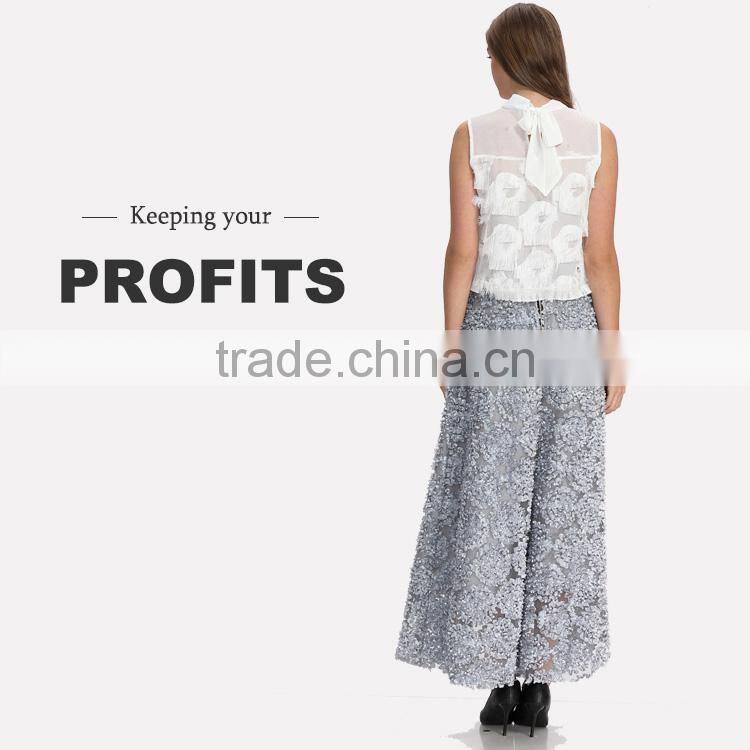 Domin women latest maxi party wear long skirts design 2017