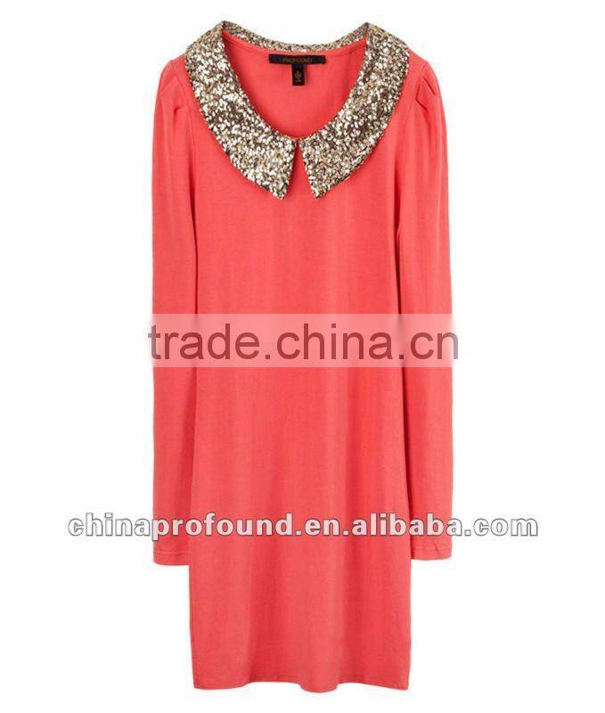 OEM customized ladies official glitter sequin plain long dress for women