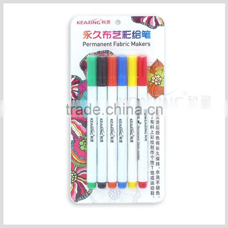 Kearing Kids Safety DIY Ink Permanent Fabric Pens T Shirt Graffiti Fabric Pens #FM20