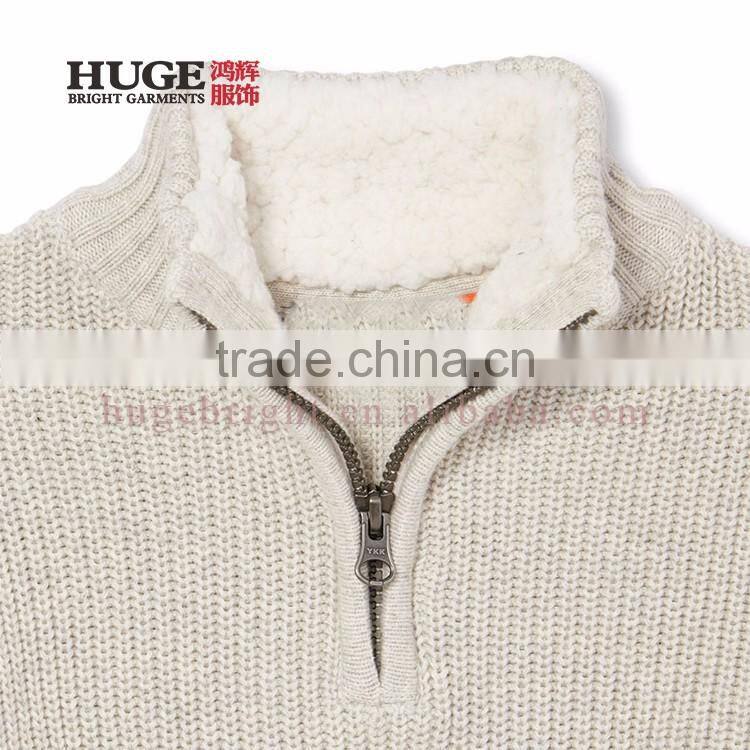 Long Sleeve Rib-knit Trim Half-zip Front Sweaters For Boys