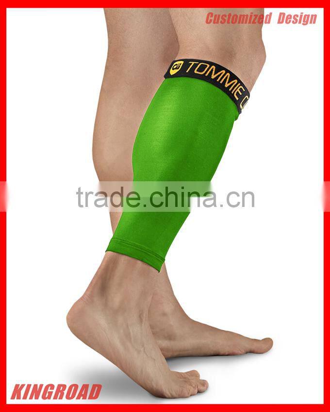 Durable Elastic Fluo/Neon Green Calf Compression Sleeve, Comfortable Compression Leg Sleeve