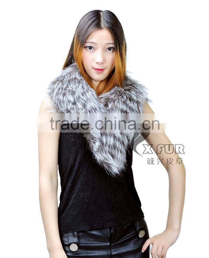 CX-A-50 Ladies Fashion Scarf 2017 Women Silver Fox Fur Collar For Winter Coat