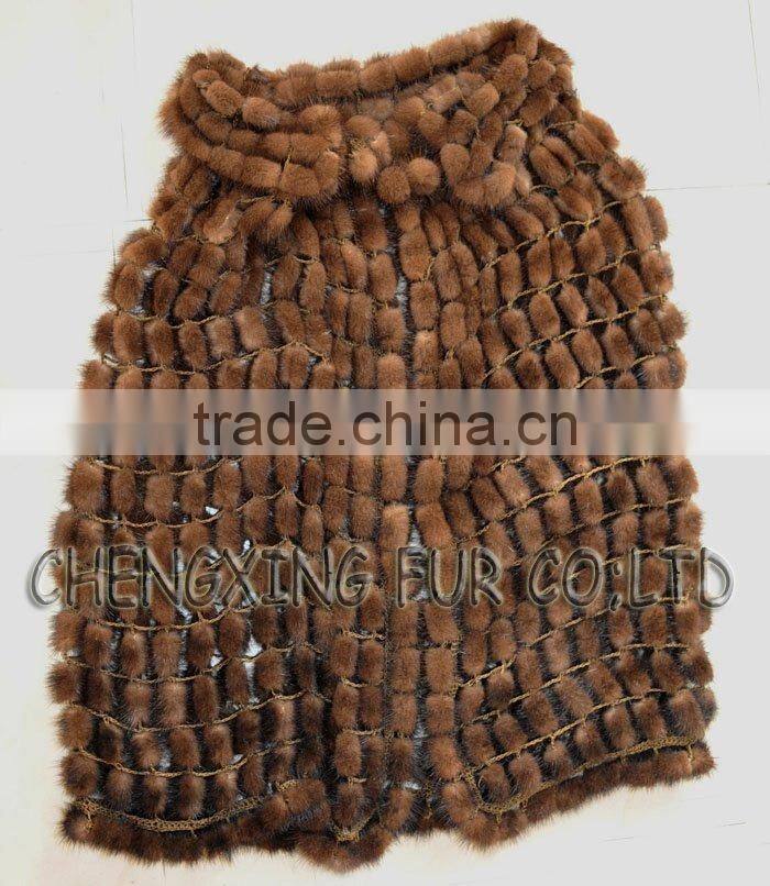 CX-B-M-56 Wholesale Women Cape Mink Fur Fashion Poncho/ Fur Shawl