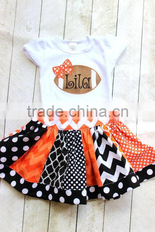 Girls football outfit football fall skirt set orange and black outfit