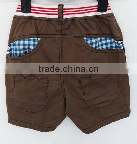 handsome boyes korean style brown plain dyed cotton shorts for summer