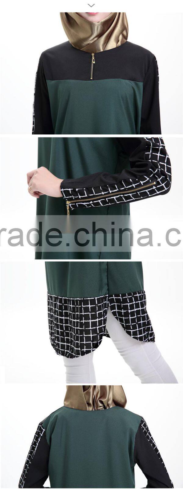 Zakiyyah 33145 Four colors islamic turkey muslim abaya in plaid pattern design girls without long sleeve dress clothing dubai