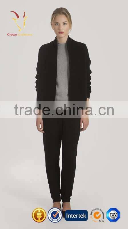 Black Winter Open Front Woolen Coat Cardigan 2016