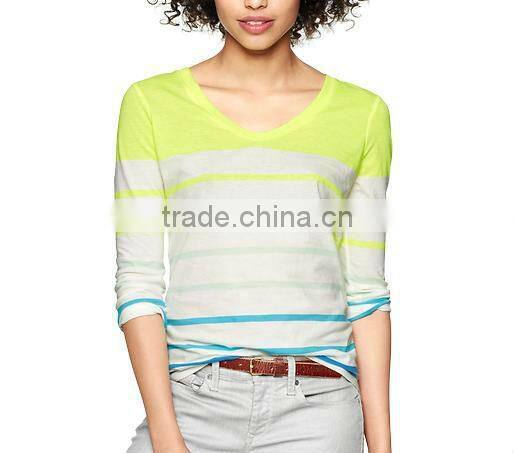 WOMENS STRIPED LONG SLEEVE T SHIRT