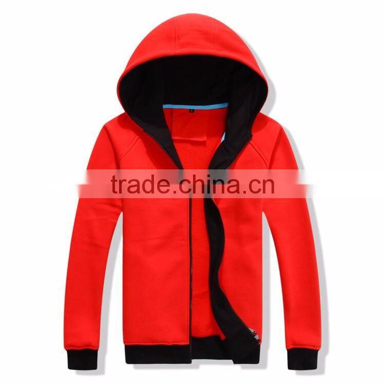 wholesale high quality cotton polyester fleece fashion men plain zipper gym custom hoodies