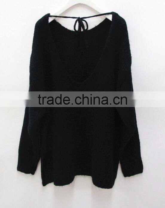 Runwaylover New Design 2017 Ladies Fashion Backless Wool Pullover Sweaters