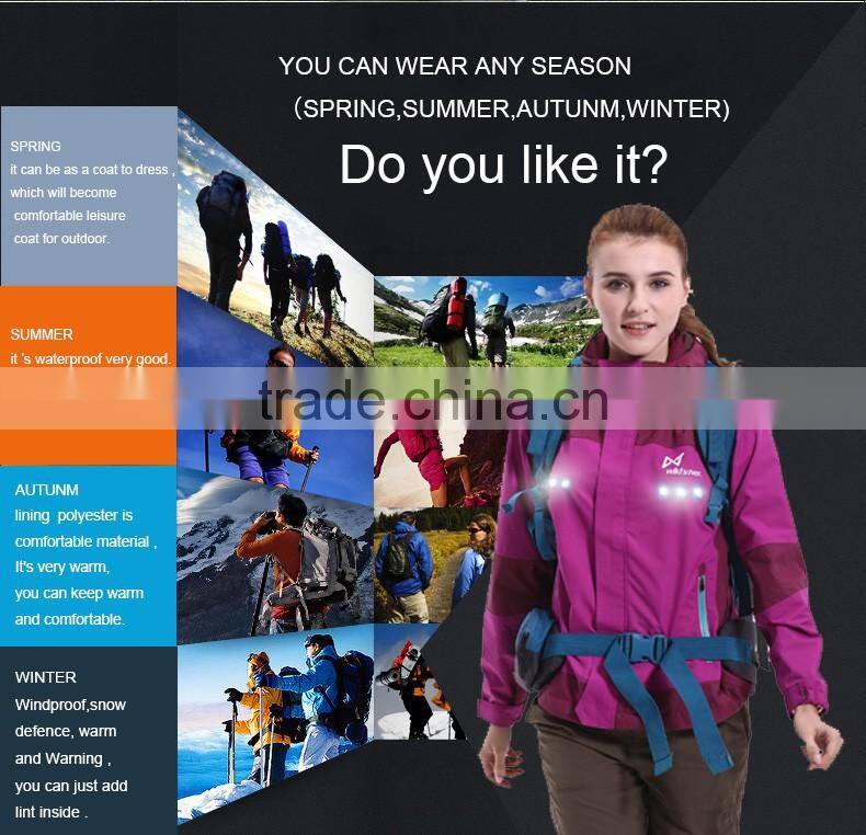 Glowing security ski lightweight windbreaker jackets with built-in led