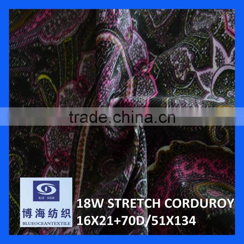 18W STRETCH CORDUROY 16X21+70D/51X134