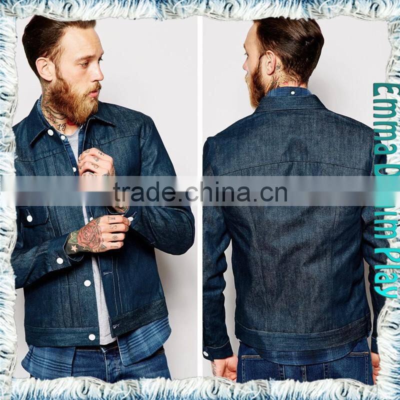 2016 Men's Retro Long Sleeve Button Up Top Design Best Jean Indigo Denim Jackets Wholesale