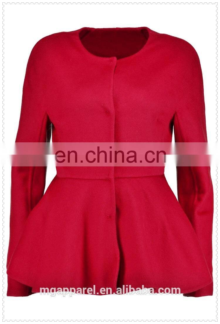 china new women elegant fashion long sleeve cashmere peplum jacket