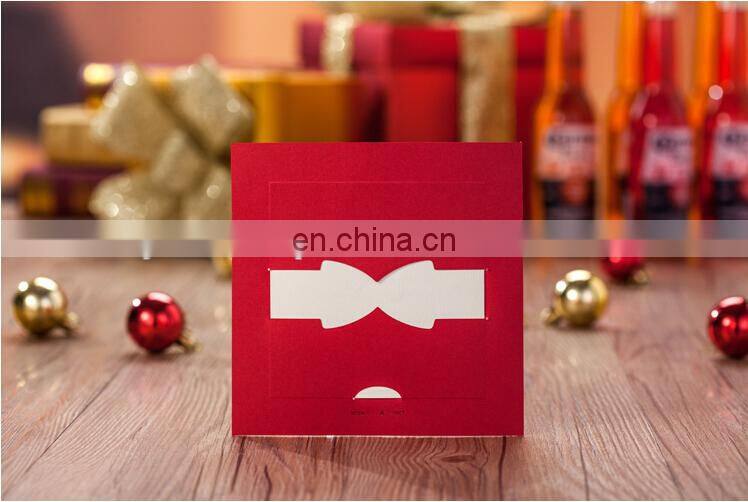 Red bow design business card wedding invitation card