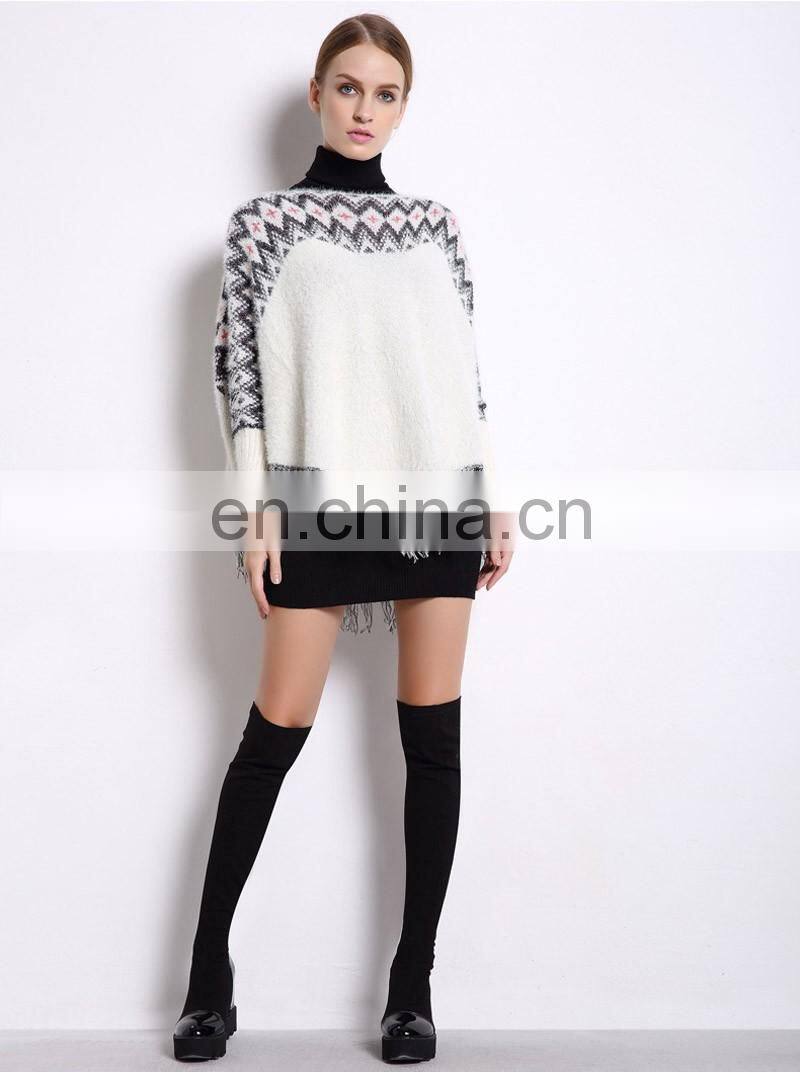 2016 Autumn latest fancy tops wool sweater design for girls cashmere poncho