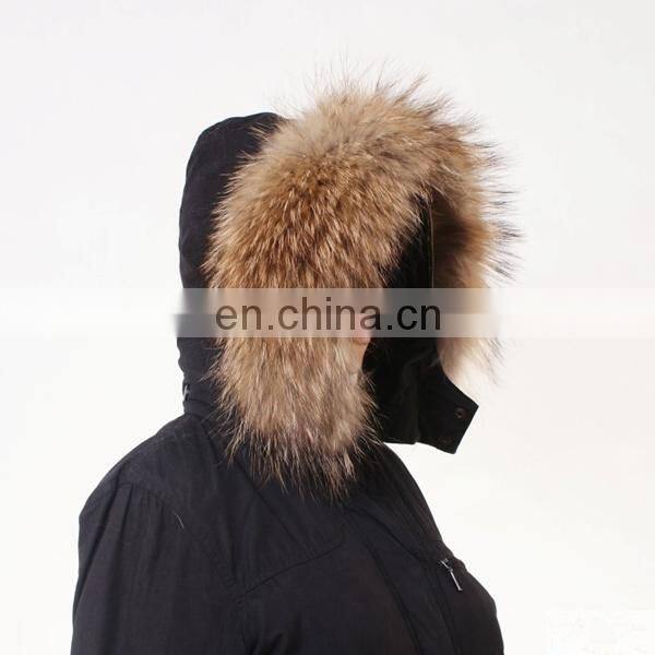 Down coat raccoon fur collar trim