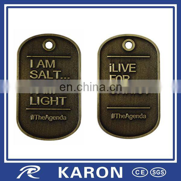 wholesale custom debossed logo solid brass dog tag