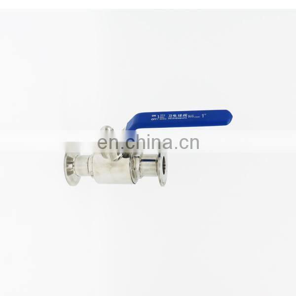 Sanitary quick clean SS304 1.5" tri clamp direct way ball valve TC 50.5mm