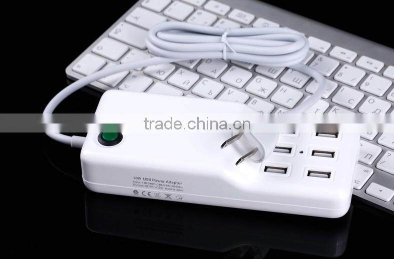 hot new products for 2015 6 port usb charger,5V 12A usb wall charger,6 usb universal charger,wall charger
