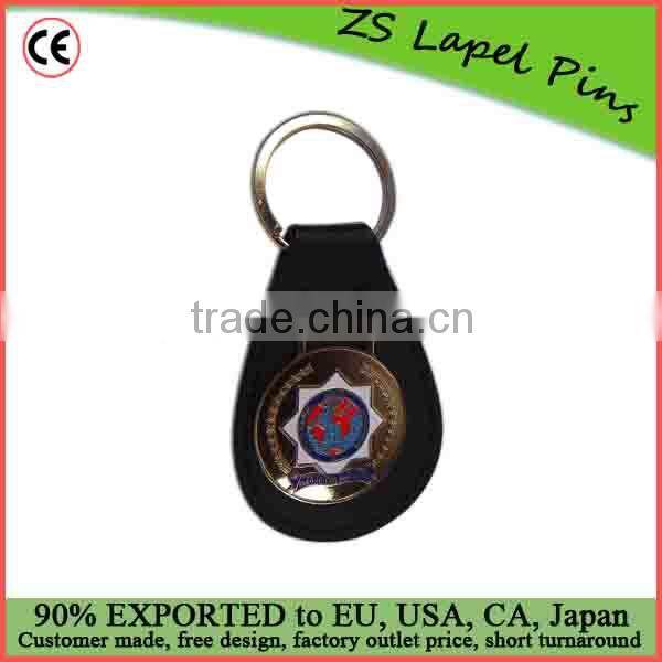 metal badge leather keyring