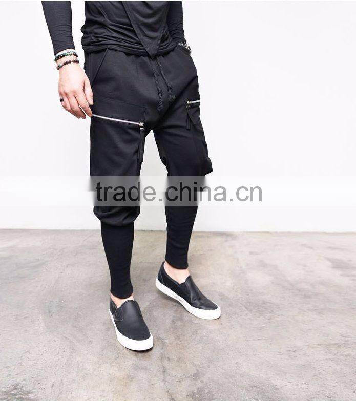 Big Zip Pocket Leggins Baggy Sweatpants Jogger Pants Black Standard Sports