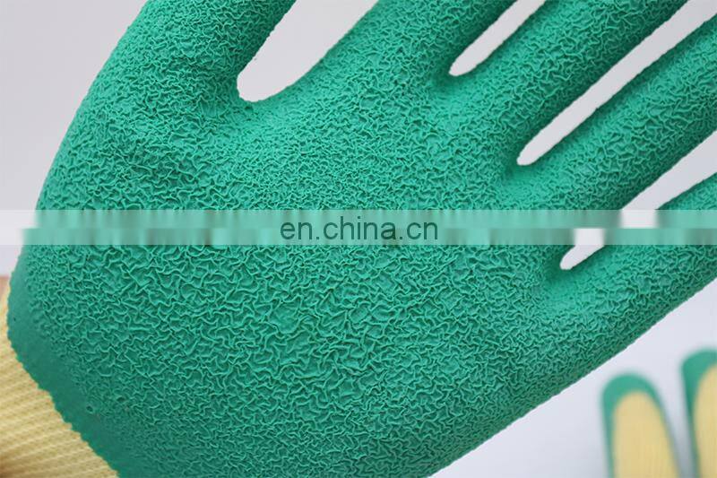 10G Poly-cottton Liner Etched-Finish Rubber Palm Coated Gloves Latex Work Non-slip Gloves With Textured Rubber Dipped