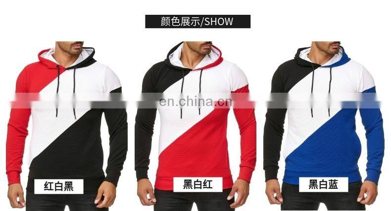 Wholesale custom brand spring and autumn 3D stair cloth striped sweater, personalized color matching hooded loose large size men