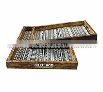 oval enamel wooden tray