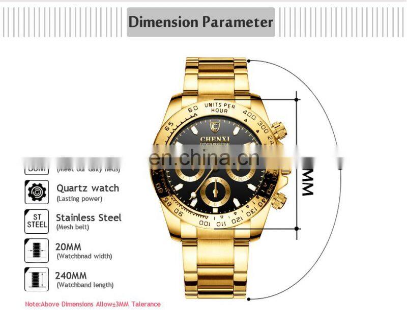 CHENXI 086A Man Quartz Wrist Watch Luxury Stainless Steel Gold Plated watch luxury Men