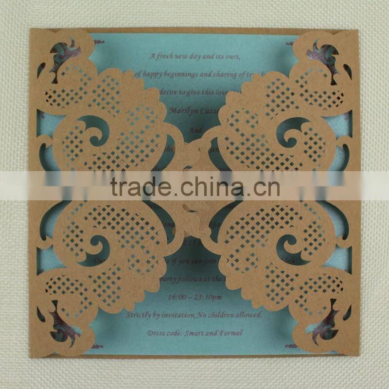 2016 Favor Idea Laser Cut Wedding Invitation Rustic with Competitive Price