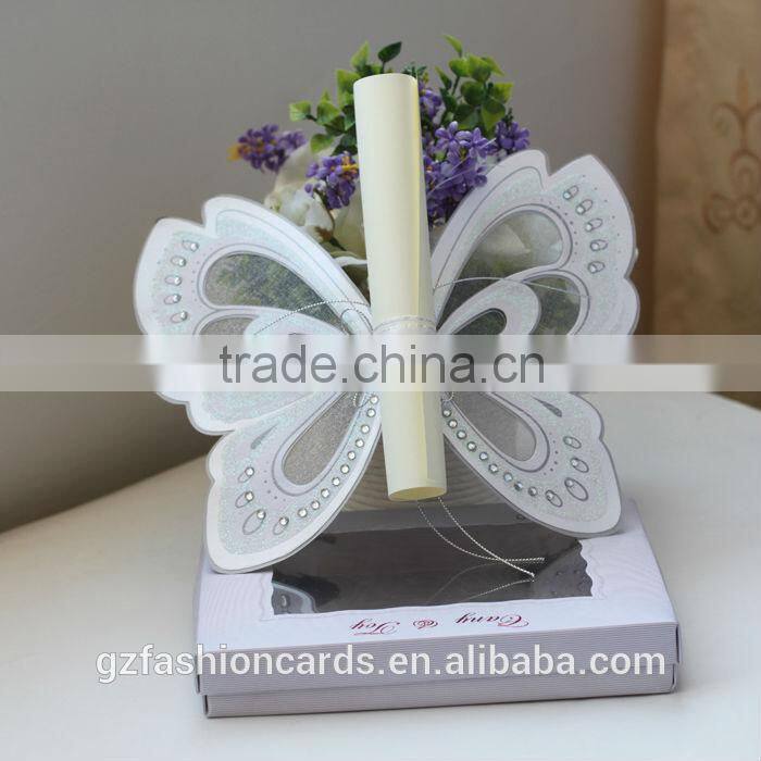 2014 Unique Luxury Butterfly Wedding Card