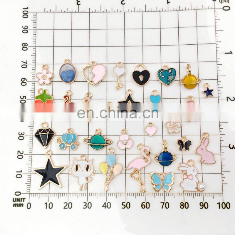 150pcs unicorn Charms Random Mixed Fruit Animal Flowers Alloy Pendants Earrings Jewelry Making Accessory