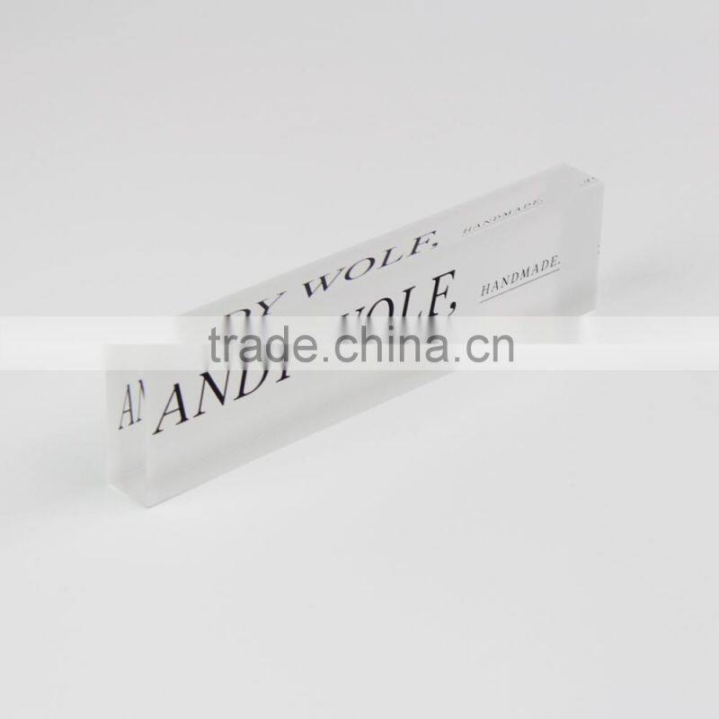Fashion Clear Solid Acrylic Sign Block Desktop Acrylic Logo Block Plexiglass Printed Block