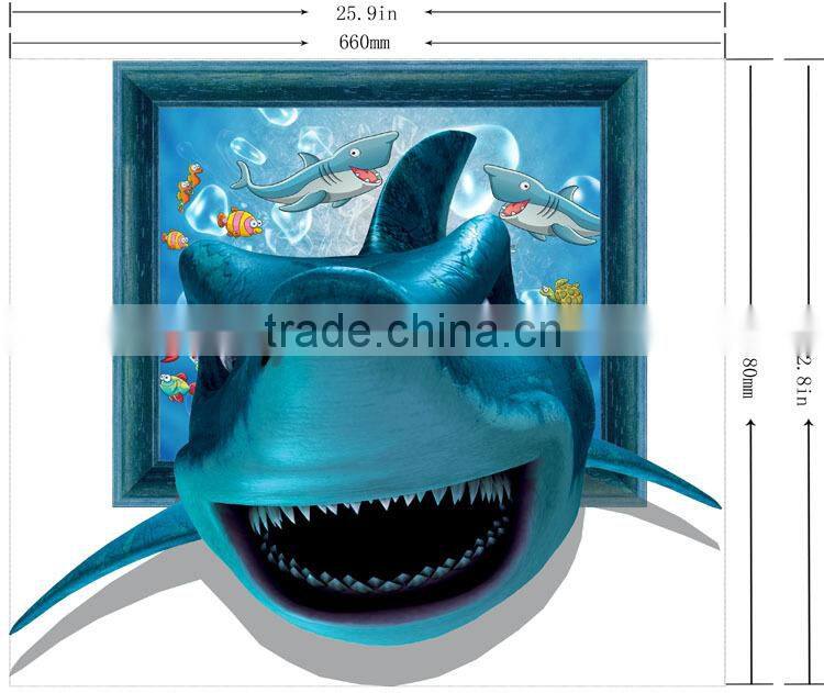 3D wall decal shark wall sticker