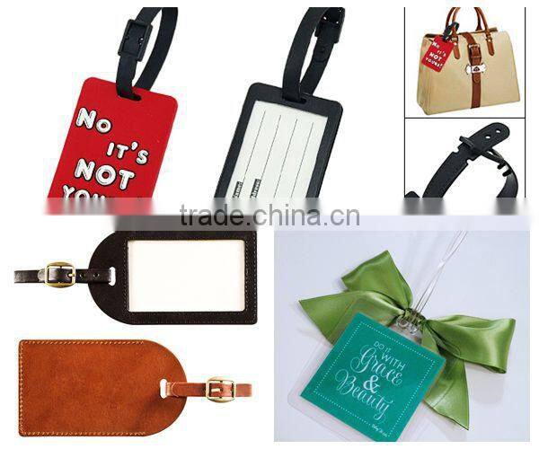 Embossed leather luggage tag