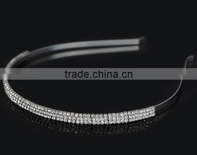 Elegant fashion three layers shiny diamond metal hairband headband