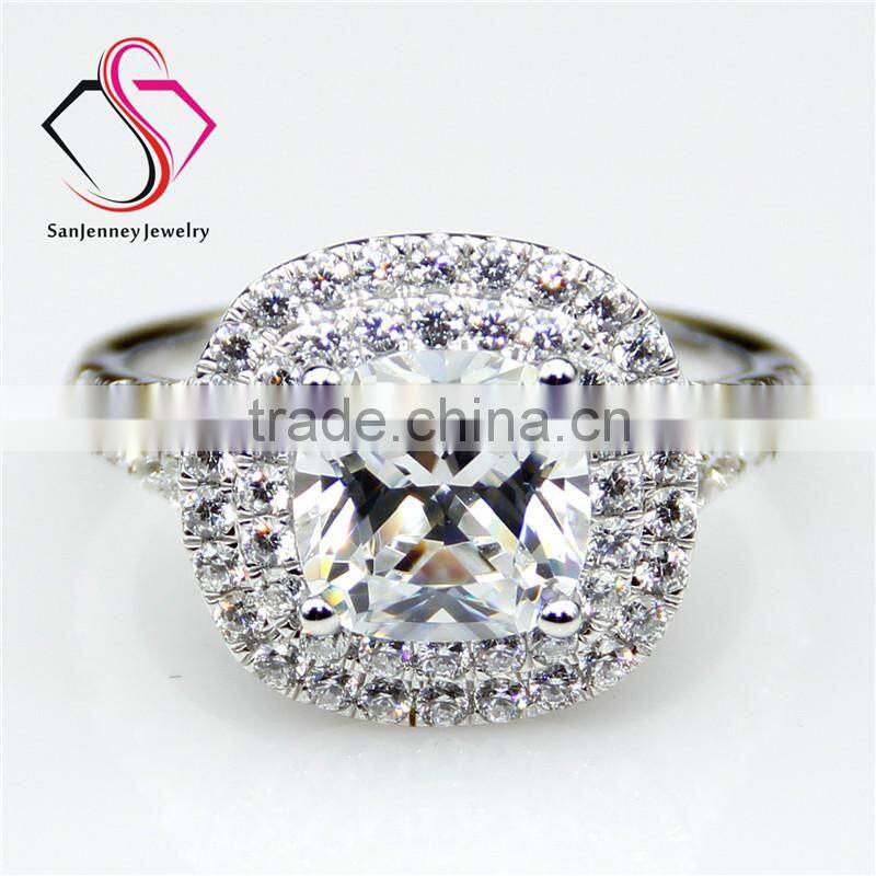 Cushion Brilliant Cut Moissanite 2 Carat 7.5mm Center 14k White Gold Diamond Wedding Engagement Ring