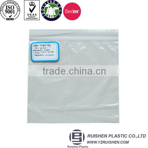 Transparent ldpe plastic zipper bag with printing