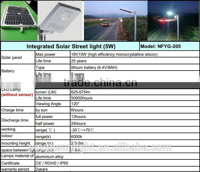 5W integration solar street light integrated type