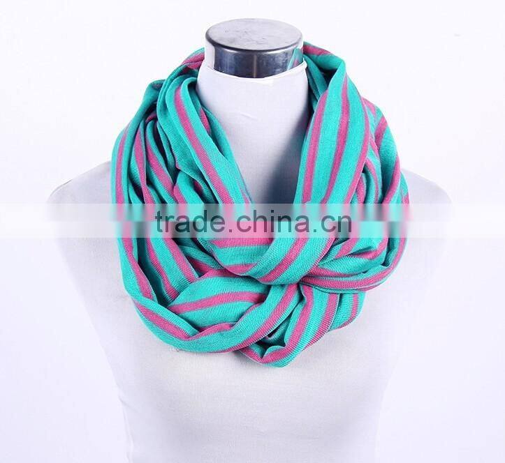 Custom Striped Cotton Knitted Jersey Infinity Scarf