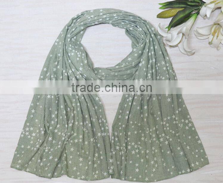 Wholesale Fall Winter Women Fashion Star Printed Cotton Rayon Scarf